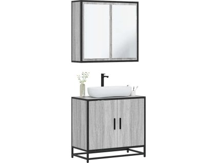 2dílný set koupelnového nábytku kompozitní dřevo [3300888] (Barva Šedá sonoma)