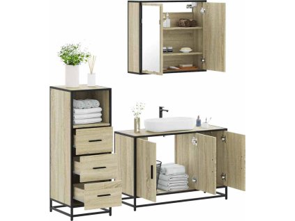 3dílný set koupelnového nábytku kompozitní dřevo [3301011] (Barva dub sonoma)