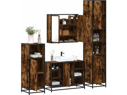 4dílný set koupelnového nábytku kompozitní dřevo [3301212] (Barva Kouřový dub)