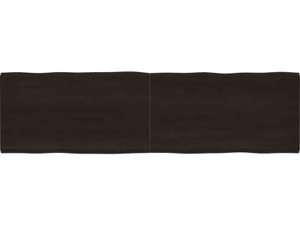 Stolní deska 220x60x(2-4)cm ošetřený dub živá hrana [364056] (Barva Tmavě hnědá)