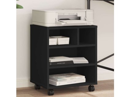 Stojan na tiskárnu na kolečkách 41 x 32 x 48 cm [840619] (Barva Černá)