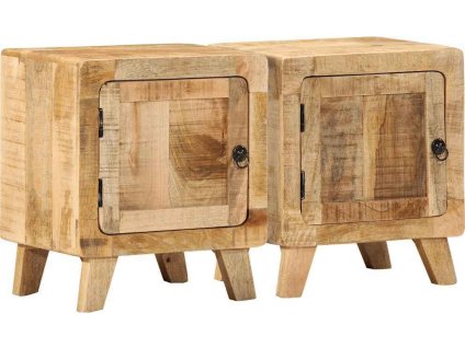 Noční stolky 2 ks 40x32x46 cm masivní hrubé mangovníkové dřevo [4104508] (Barva Hnědá)