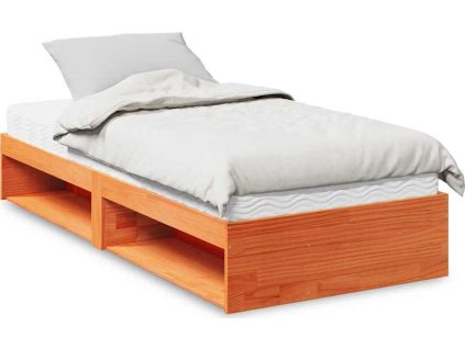 Válenda s matrací 90 x 190 cm masivní borovice [3324603] (Barva Voskově hnědá)