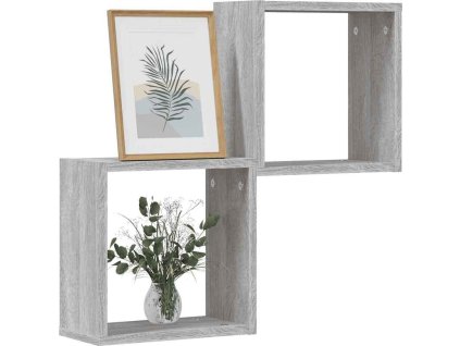 Nástěnné police kostky 2 ks 30x15x30 cm kompozit [815882] (Barva Šedá sonoma)