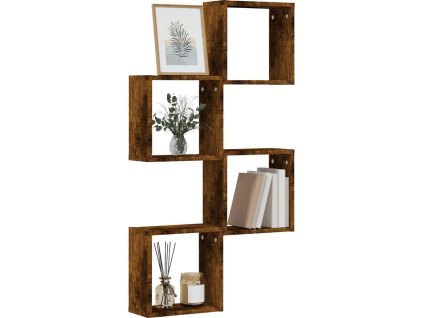 Nástěnné police kostky 4 ks 30x15x30 cm kompozit [815880] (Barva Kouřový dub)