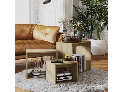 Hnízdové stolky 3 ks dřevotříska [808579] (Barva dub sonoma)