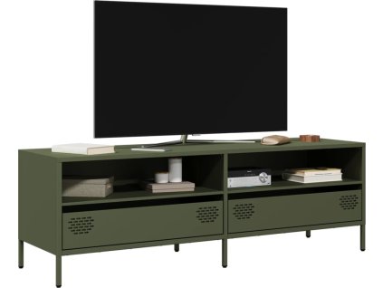 TV skříňka 135 x 39 x 43,5 cm ocel válcovaná za studena [851338] (Barva Olivově zelená)