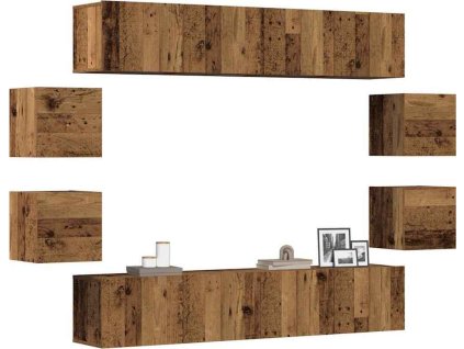 8dílný set TV skříněk dřevotříska [3328949] (Barva Staré dřevo)