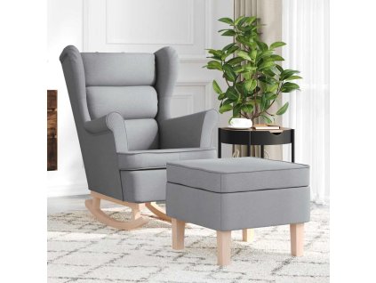 Houpací křeslo s podnožkou textil [3307997] (Barva Světle šedá)