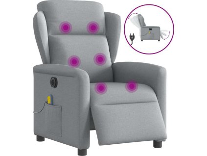 Elektrické masážní polohovací křeslo textil [3303124] (Barva Světle šedá)