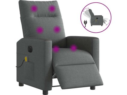 Elektrické masážní polohovací křeslo textil [3324046] (Barva Tmavě šedá)
