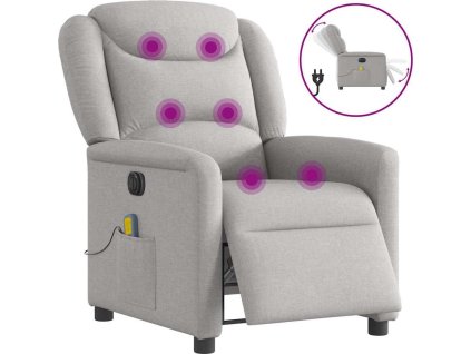 Elektrické masážní polohovací křeslo textil [3303193] (Barva Obláčkově šedá)