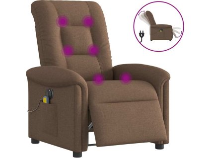Elektrické masážní polohovací křeslo textil [3303248] (Barva Hnědá)
