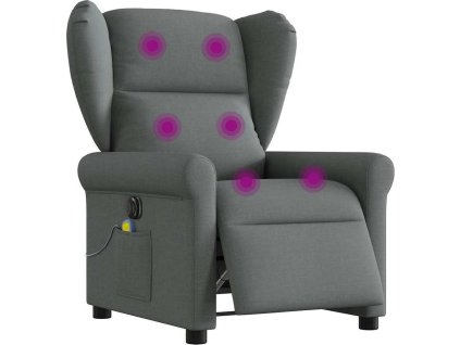Elektrické masážní polohovací křeslo textil [3303365] (Barva Tmavě šedá)