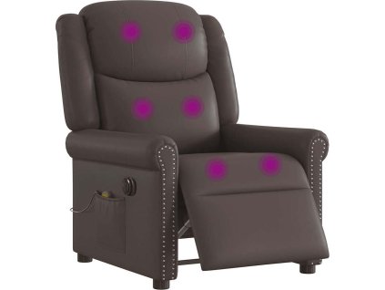 Elektrické masážní polohovací křeslo lesklé umělá kůže [3303417] (Barva Hnědá)
