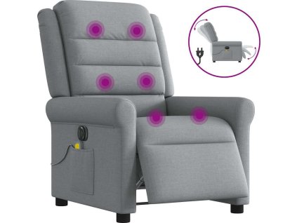 Elektrické masážní polohovací křeslo textil [3303304] (Barva Světle šedá)