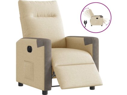 Elektrické polohovací křeslo textil [3324083] (Barva Krémová)