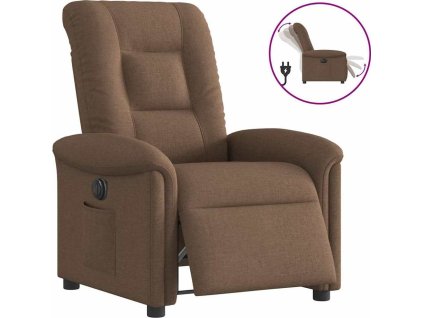 Elektrické polohovací křeslo textil [3303238] (Barva Hnědá)