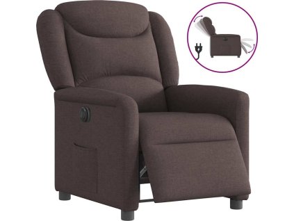 Elektrické polohovací křeslo textil [3303179] (Barva Tmavě hnědá)