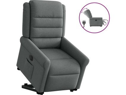Elektrické zvedací polohovací křeslo textil [3303335] (Barva Tmavě šedá)
