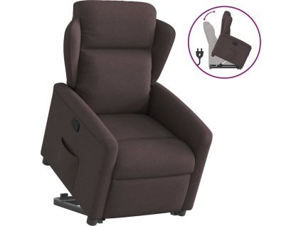 Zvedací polohovací křeslo textil [3303139] (Barva Tmavě hnědá)
