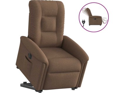 Elektrické zvedací polohovací křeslo textil [3303278] (Barva Hnědá)
