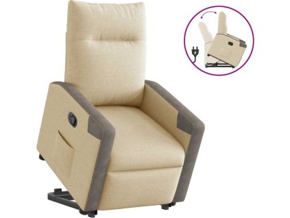 Zvedací polohovací křeslo textil [3324093] (Barva Krémová)