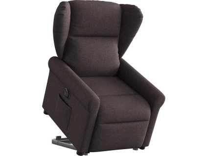 Elektrické zvedací polohovací křeslo textil [3303399] (Barva Tmavě hnědá)