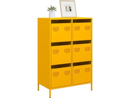 Skříň olivově 68 x 39 x 101,5 cm ocel [851223] (Barva Žlutá)