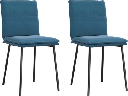 Jídelní židle 2 ks samet [4101254] (Barva Modrá)