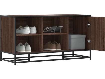 Lavice s botníkem 100x40x53,5 cm kompozit a kovu [849218] (Barva Hnědý dub)