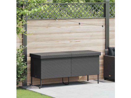 Zahradní úložný box s kolečky 160x55x75 cm polyratan [4103831] (Barva Černá)