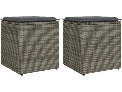 Zahradní stoličky s poduškami 40x40x43 cm polyratan [4104044] (Barva Světle šedá)