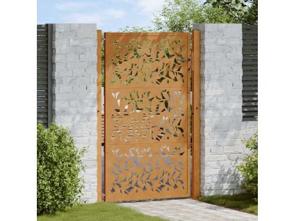 Zahradní brána černá 100 x 150 cm ocelový design křídla [4100966] (Barva Povětrnostně odolná ocel / Hnědý)