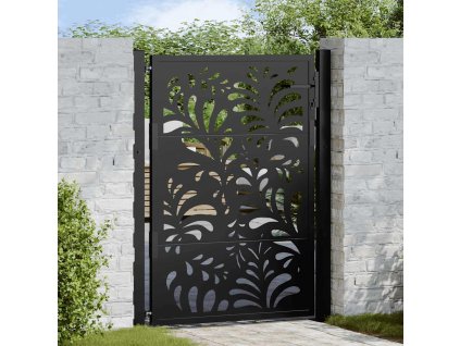 Zahradní branka 100 x 125 cm odolná ocel s vlnitým designem [4100970] (Barva Ocel/Černý)