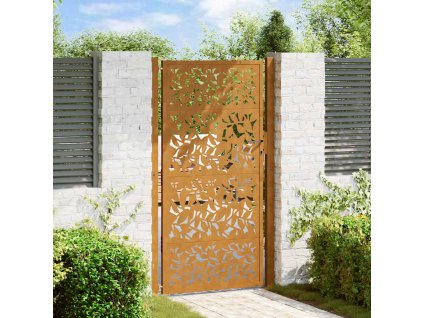 Zahradní brána černá 100 x 175 cm ocelový design křídla [4100967] (Barva Povětrnostně odolná ocel / Hnědý)