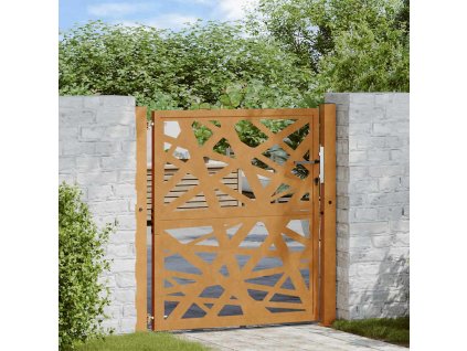 Zahradní branka černá 100 x 100 cm ocelová světlý design [4100954] (Barva Povětrnostně odolná ocel / Hnědý)