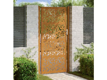 Zahradní brána černá 100 x 200 cm ocelový design křídla [4100968] (Barva Povětrnostně odolná ocel / Hnědý)