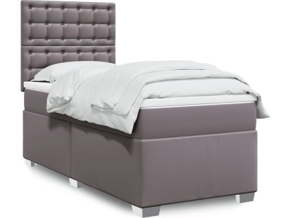 Box spring postel s matrací 80 x 200 cm umělá kůže [3290698] (Barva Šedá)