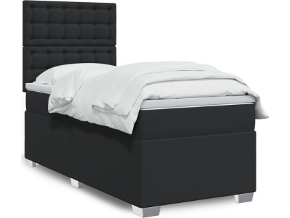 Box spring postel s matrací 90x190 cm umělá kůže [3290700] (Barva Černá)