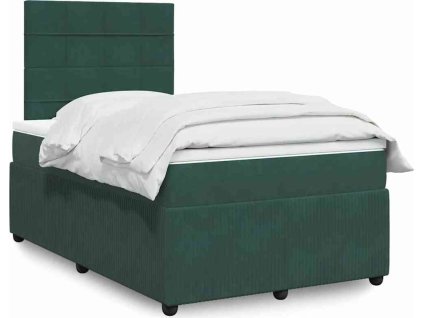 Box spring postel s matrací 120x190 cm samet [3294589] (Barva Tmavě zelená)