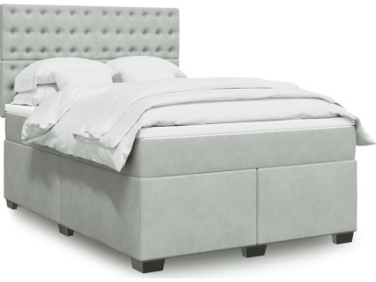 Box spring postel s matrací 140 x 190 cm samet [3290918] (Barva Světle šedá)
