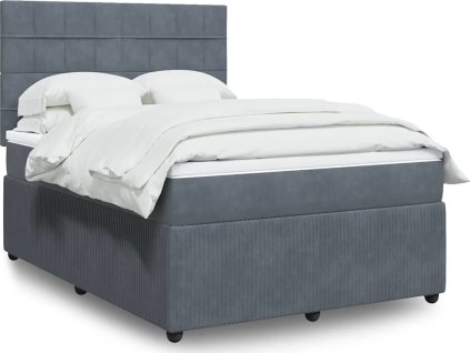 Box spring postel s matrací 140 x 190 cm samet [3294635] (Barva Tmavě šedá)
