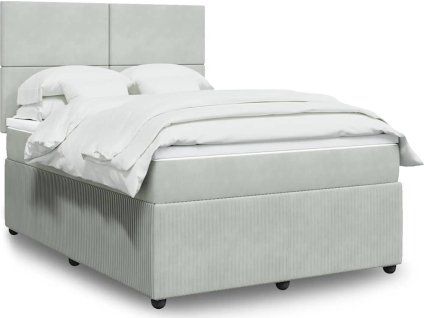 Box spring postel s matrací 140 x 190 cm samet [3294628] (Barva Světle šedá)