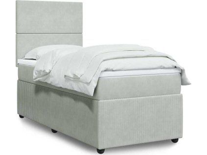 Box spring postel s matrací 80 x 200 cm samet [3292184] (Barva Světle šedá)