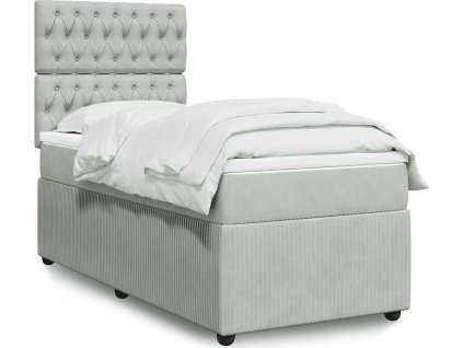 Box spring postel s matrací 80 x 200 cm samet [3292196] (Barva Světle šedá)