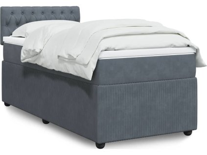 Box spring postel s matrací 80 x 200 cm samet [3287597] (Barva Tmavě šedá)