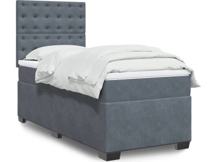Box spring postel s matrací 90x190 cm samet [3290799] (Barva Tmavě šedá)