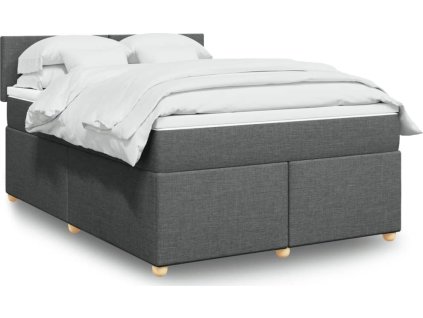 Box spring postel s matrací 140x190 cm textil [3286669] (Barva Tmavě šedá)