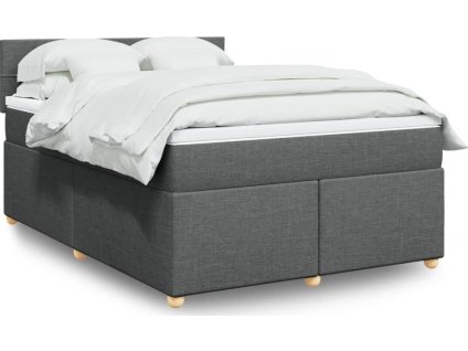 Box spring postel s matrací 140x190 cm textil [3286676] (Barva Tmavě šedá)